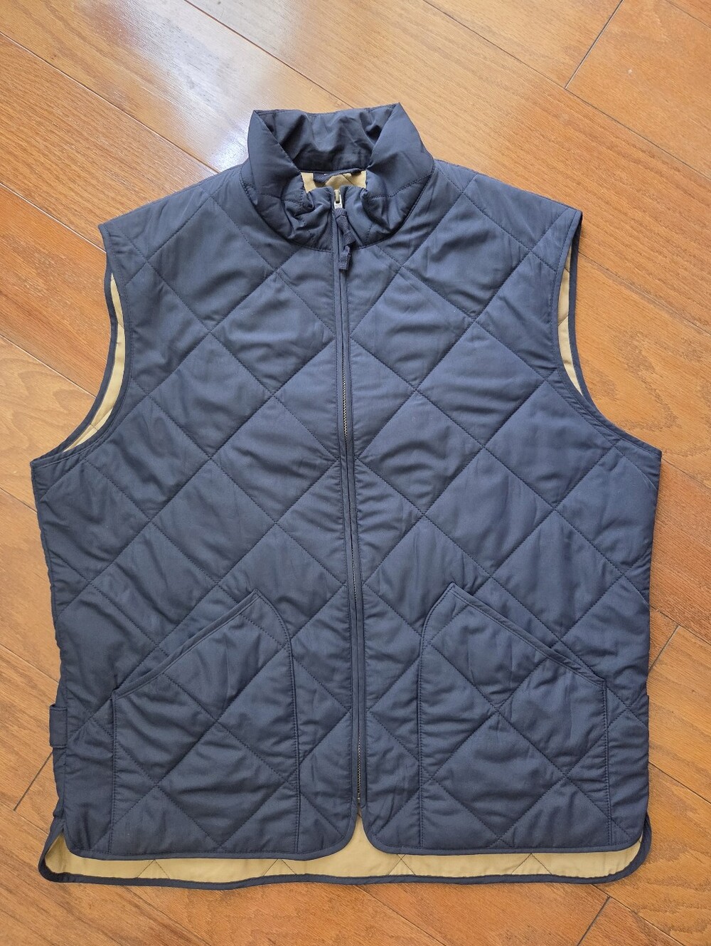 J.Crew Authentic Outerwear Quilted Walker Vest Navy Blue & Khaki Size L